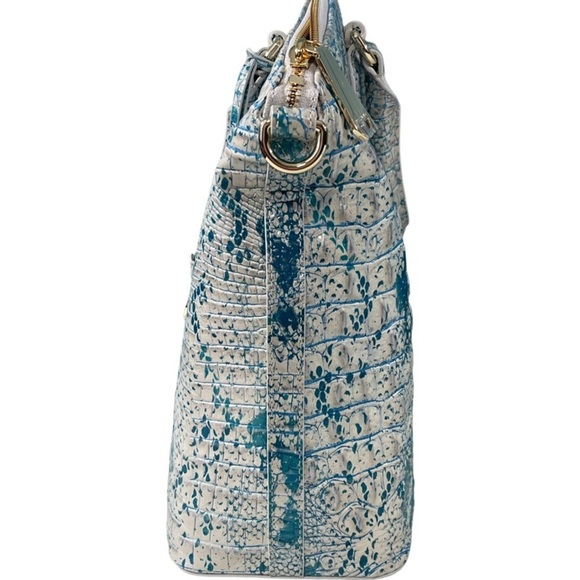 Brahmin Large Duxbury Mesmerized Melbourne Leather Satchel Calming Blue - Picture 4 of 8